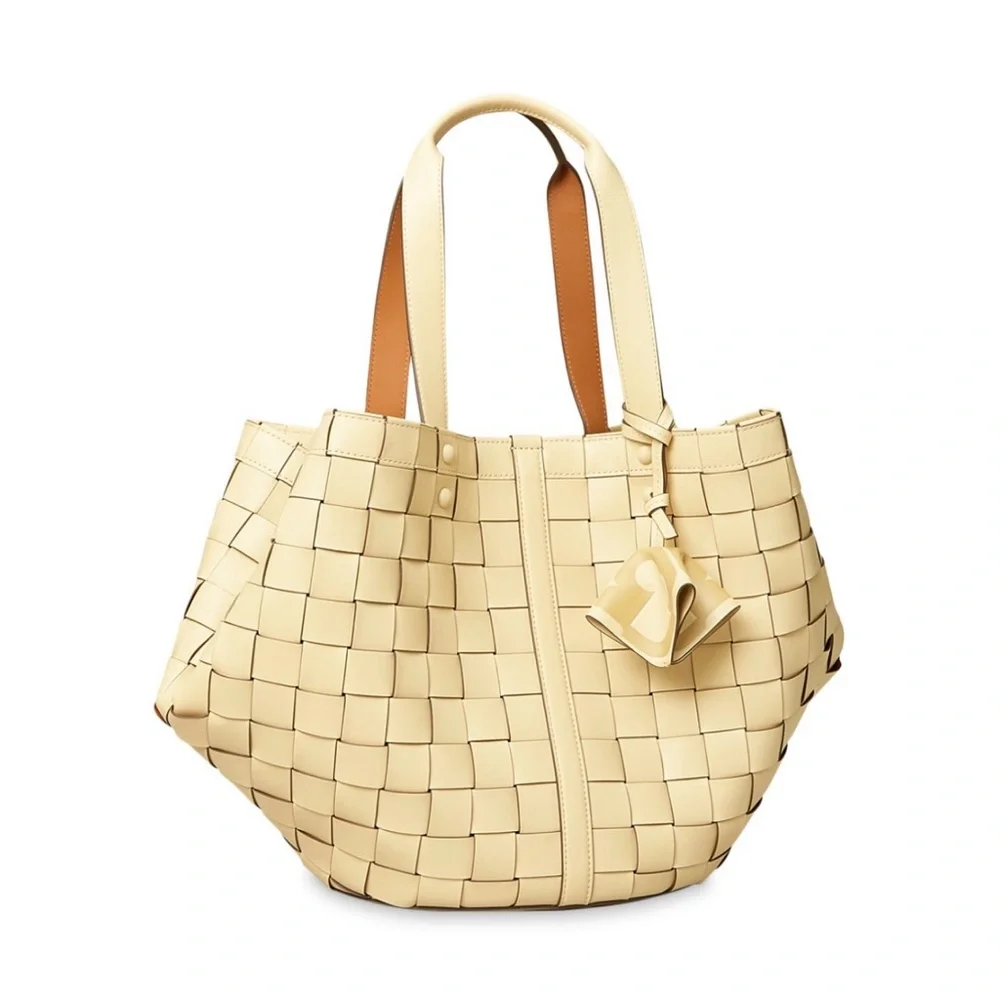 Tory Burch $1498 Sete Woven Tote in Buttermilk